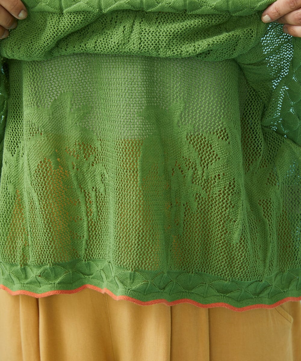 GJFGB40150 Jocomomola(ホコモモラ) Palmera メッシュ　ティアードニットキャミソール ピンク