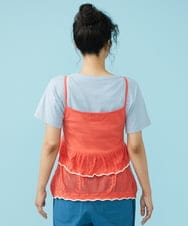 GJFGB40150 Jocomomola(ホコモモラ) Palmera メッシュ　ティアードニットキャミソール ピンク