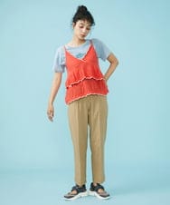 GJFGB40150 Jocomomola(ホコモモラ) Palmera メッシュ　ティアードニットキャミソール ピンク