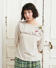 GJFGE02220 Jocomomola(ホコモモラ) Dulcinea フリルニットプルオーバー アイボリー