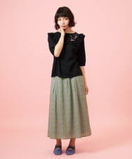 GJFGE02220 Jocomomola(ホコモモラ) Dulcinea フリルニットプルオーバー ブラック