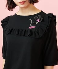 GJFGE02220 Jocomomola(ホコモモラ) Dulcinea フリルニットプルオーバー ブラック
