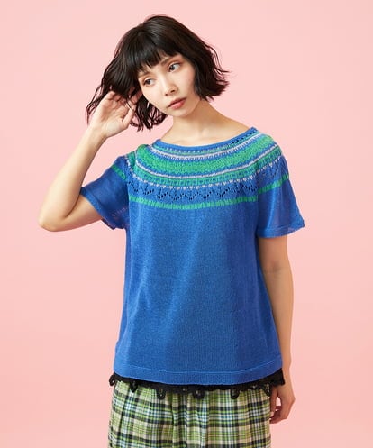 GJFGE33200 Jocomomola Washi サマーニットプルオーバー