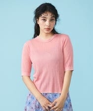 GJFGT50150 Jocomomola(ホコモモラ) Sauce ニットプルオーバー ピンク