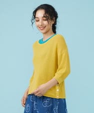 GJFGW30160 Jocomomola(ホコモモラ) リネン混 プルオーバーニット イエロー