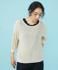 GJFGW30160 Jocomomola(ホコモモラ) リネン混 プルオーバーニット ベージュ