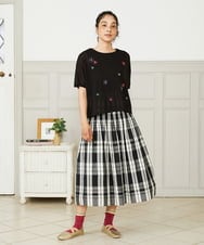 GJFHA30200 Jocomomola(ホコモモラ) Brisa フラワー刺繍シアーニット ブラック