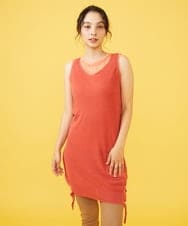 GJFHB46190 Jocomomola(ホコモモラ) NATURAL YARN　コットンニットチュニック レッド