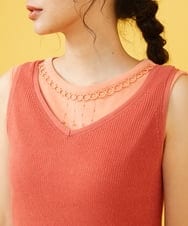 GJFHB46190 Jocomomola(ホコモモラ) NATURAL YARN　コットンニットチュニック レッド