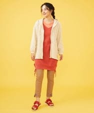 GJFHB46190 Jocomomola(ホコモモラ) NATURAL YARN　コットンニットチュニック レッド