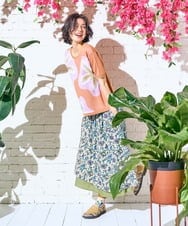 GJFHD01200 Jocomomola(ホコモモラ) Flores de verano フラワージャカードニットプルオーバー オレンジ