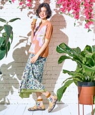 GJFHD01200 Jocomomola(ホコモモラ) Flores de verano フラワージャカードニットプルオーバー オレンジ