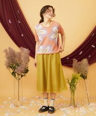 GJFHD01200 Jocomomola(ホコモモラ) Flores de verano フラワージャカードニットプルオーバー オレンジ