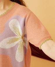 GJFHD01200 Jocomomola(ホコモモラ) Flores de verano フラワージャカードニットプルオーバー オレンジ