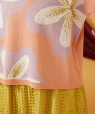 GJFHD01200 Jocomomola(ホコモモラ) Flores de verano フラワージャカードニットプルオーバー オレンジ