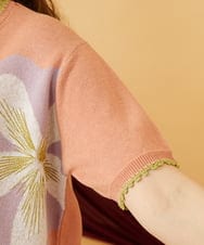 GJFHD01200 Jocomomola(ホコモモラ) Flores de verano フラワージャカードニットプルオーバー オレンジ