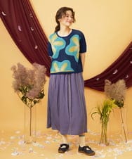 GJFHD01200 Jocomomola(ホコモモラ) Flores de verano フラワージャカードニットプルオーバー ネイビー