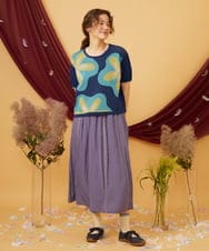 GJFHD01200 Jocomomola(ホコモモラ) Flores de verano フラワージャカードニットプルオーバー ネイビー