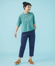 GJFHS30160 Jocomomola(ホコモモラ) ハイツイストコットン ブローチ付きニットプルオーバー イエロー
