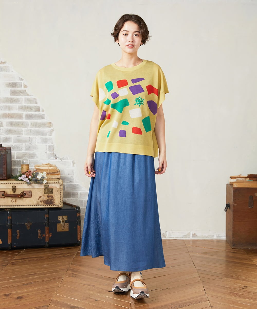 GJFJA01240 Jocomomola(ホコモモラ) Callejero インターシャシアーニットプルオーバー ブラック