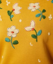 GJFJB02240 Jocomomola(ホコモモラ) Flor Alta フラワー刺繍ニットプルオーバー ネイビー