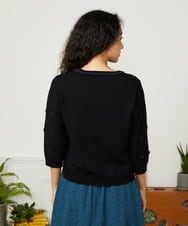 GJFJB50200 Jocomomola(ホコモモラ) Encaje フラワーレースニットプルオーバー ブラック