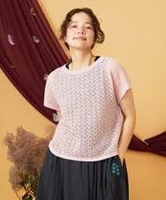 GJFJD31200 Jocomomola(ホコモモラ) Capricho バックリボンサマーニットプルオーバー ライトピンク
