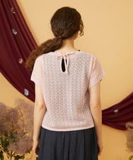 GJFJD31200 Jocomomola(ホコモモラ) Capricho バックリボンサマーニットプルオーバー ライトピンク