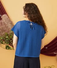 GJFJD31200 Jocomomola(ホコモモラ) Capricho バックリボンサマーニットプルオーバー ブルー