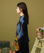GJFLD32230 Jocomomola(ホコモモラ) Rombo de Cinta アーガイル柄ニットプルオーバー ネイビー