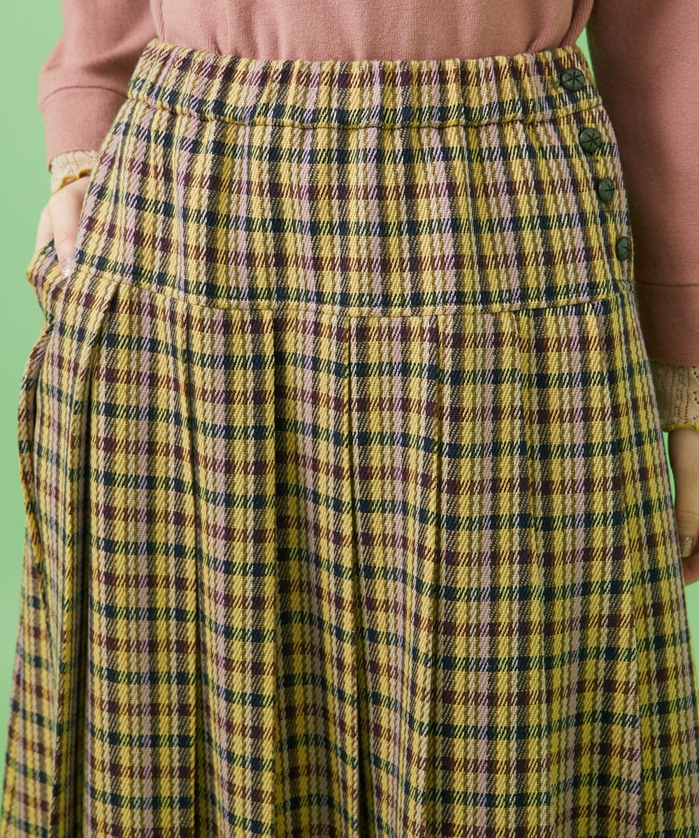 GJHAA35240 Jocomomola(ホコモモラ) Espina チェックプリーツスカート イエロー