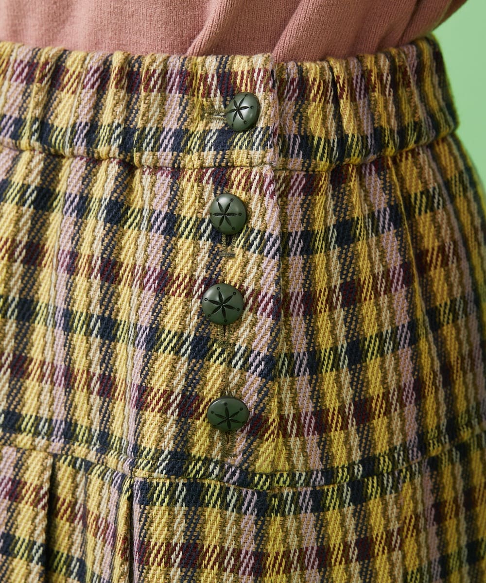GJHAA35240 Jocomomola(ホコモモラ) Espina チェックプリーツスカート イエロー