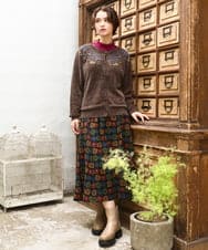 GJHAD01240 Jocomomola(ホコモモラ) Calle Imperial フラワープリントスカート ベージュ