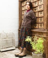 GJHAD01240 Jocomomola(ホコモモラ) Calle Imperial フラワープリントスカート ベージュ