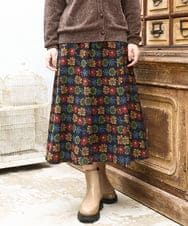 GJHAD01240 Jocomomola(ホコモモラ) Calle Imperial フラワープリントスカート ベージュ