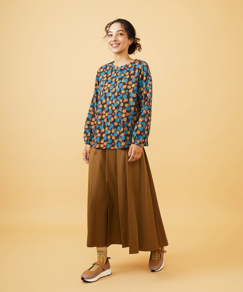 GJHAD35200 Jocomomola(ホコモモラ) Pliegues ワンポイント刺繍プリーツスカート グレー