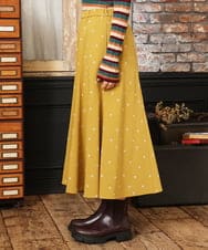 GJHAD36200 Jocomomola(ホコモモラ) Baile Esponjoso フロッキードットスカート マスタード