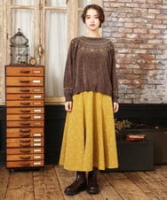 GJHAD36200 Jocomomola(ホコモモラ) Baile Esponjoso フロッキードットスカート マスタード