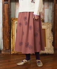 GJHAE40200 Jocomomola(ホコモモラ) Susurrito フラワーモチーフゴムギャザースカート ピンク