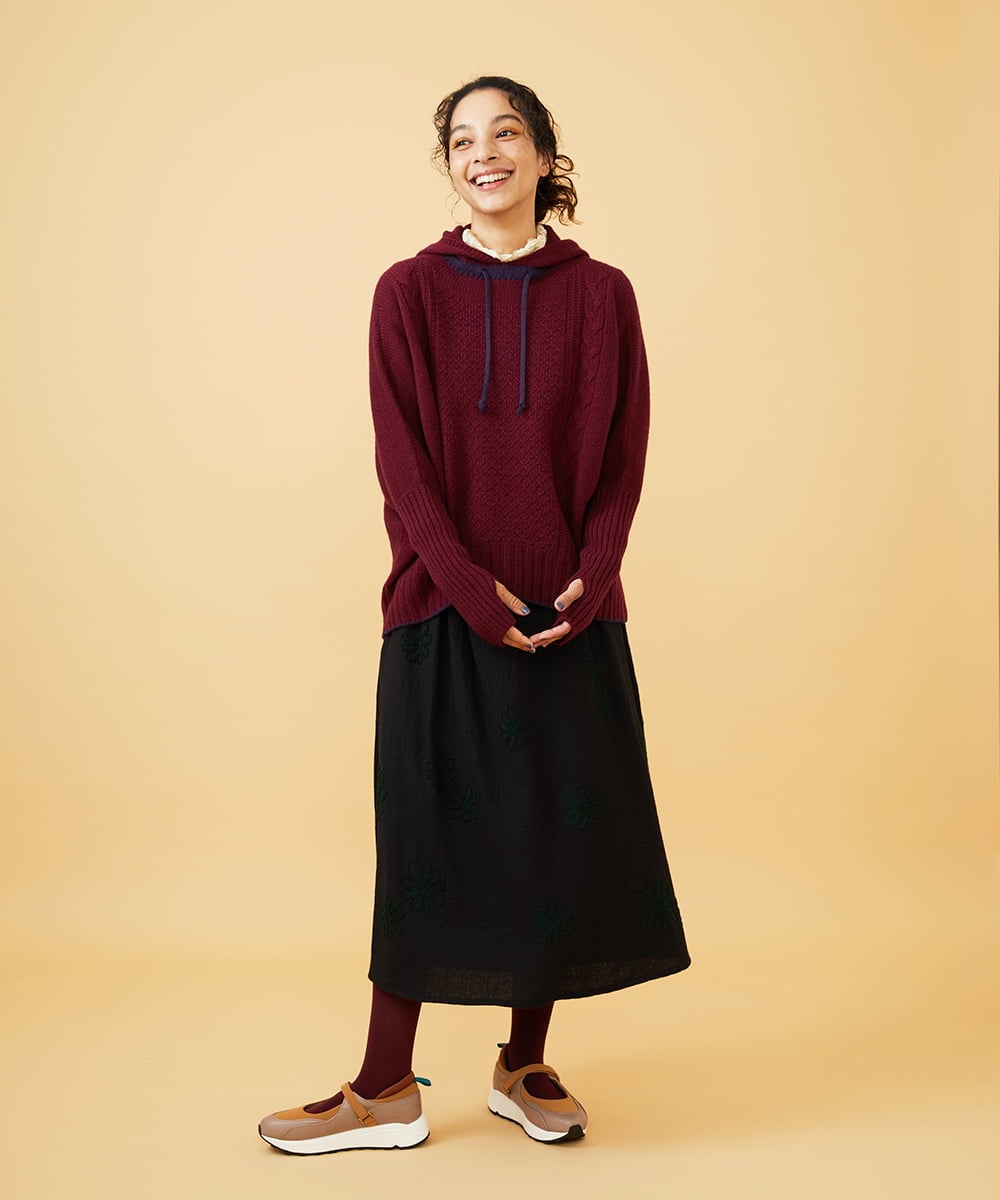 GJHAE40200 Jocomomola(ホコモモラ) Susurrito フラワーモチーフゴムギャザースカート ピンク