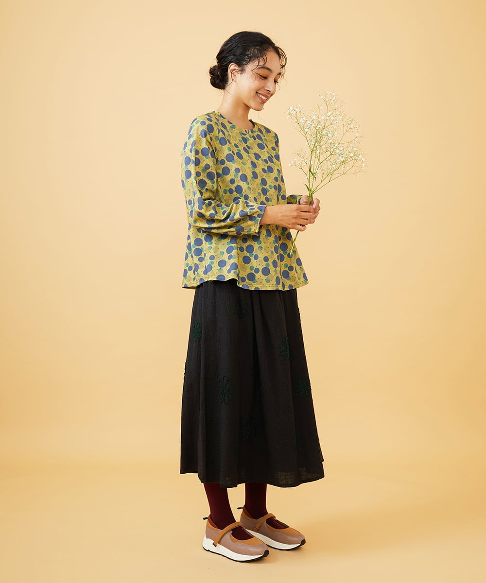 GJHAE40200 Jocomomola(ホコモモラ) Susurrito フラワーモチーフゴムギャザースカート ピンク