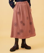 GJHAE40200 Jocomomola(ホコモモラ) Susurrito フラワーモチーフゴムギャザースカート ピンク