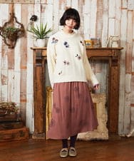 GJHAE40200 Jocomomola(ホコモモラ) Susurrito フラワーモチーフゴムギャザースカート ピンク