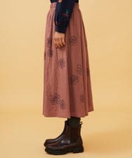 GJHAE40200 Jocomomola(ホコモモラ) Susurrito フラワーモチーフゴムギャザースカート ピンク