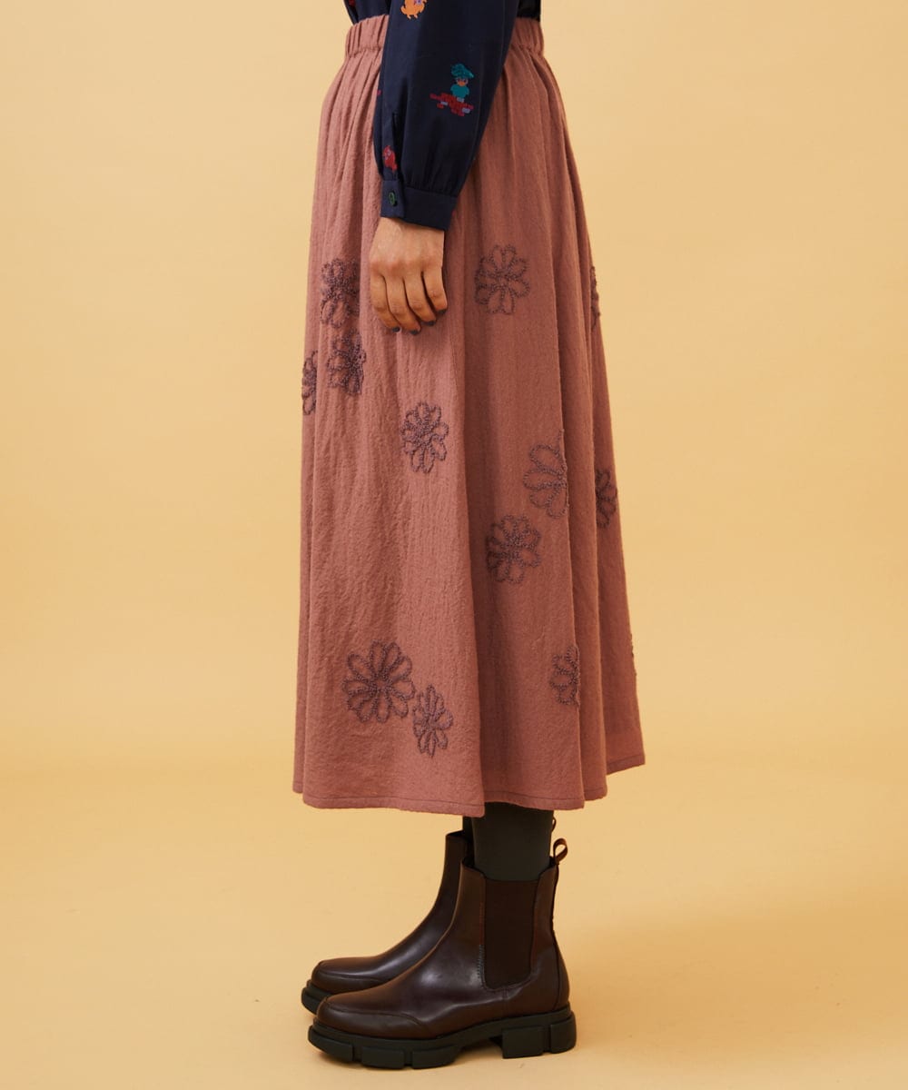 GJHAE40200 Jocomomola(ホコモモラ) Susurrito フラワーモチーフゴムギャザースカート ピンク