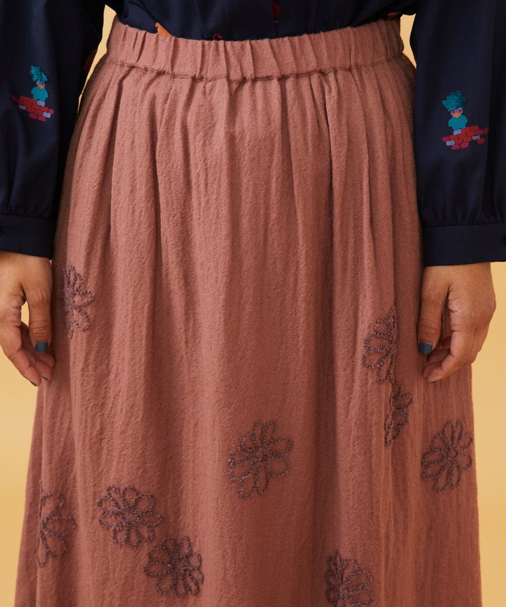 GJHAE40200 Jocomomola(ホコモモラ) Susurrito フラワーモチーフゴムギャザースカート ピンク