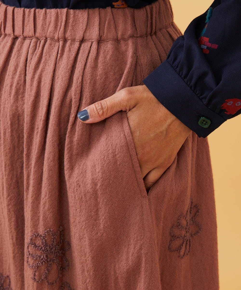 GJHAE40200 Jocomomola(ホコモモラ) Susurrito フラワーモチーフゴムギャザースカート ピンク