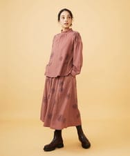 GJHAE40200 Jocomomola(ホコモモラ) Susurrito フラワーモチーフゴムギャザースカート ピンク