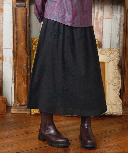 GJHAE40200 Jocomomola Susurrito フラワーモチーフゴムギャザースカート