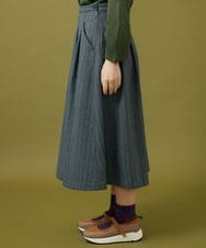 GJHAE42200 Jocomomola(ホコモモラ) 【早割10%OFF】へリンボーンタックフレアスカート ブルーグレー
